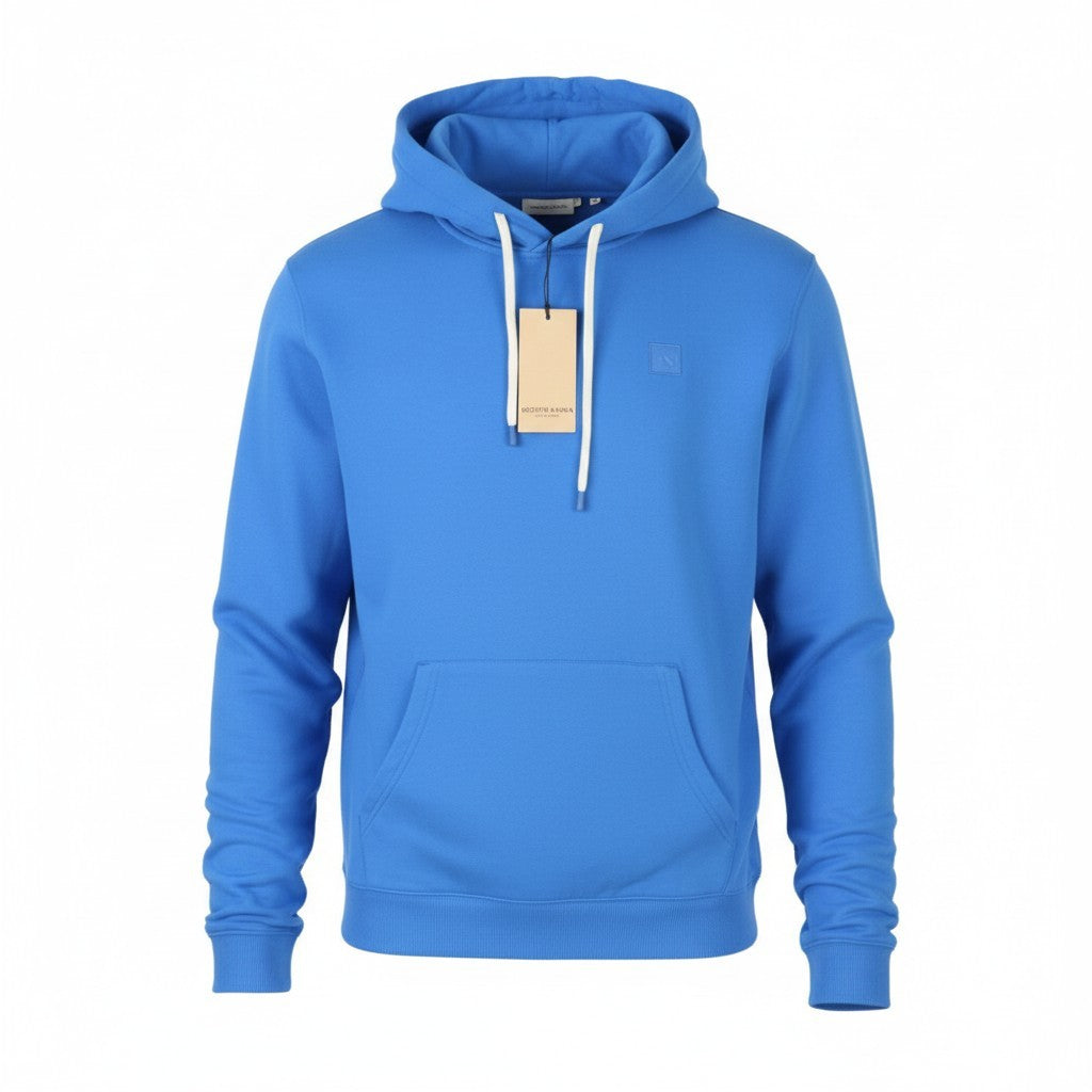 SCOTCH & SODA Men Hoodie M Blue Cotton Kangaroo Pucket Pull On