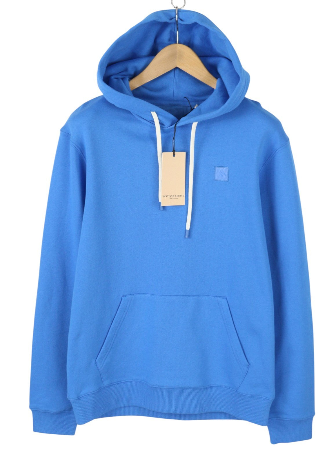 SCOTCH & SODA Men Hoodie M Blue Cotton Kangaroo Pucket Pull On