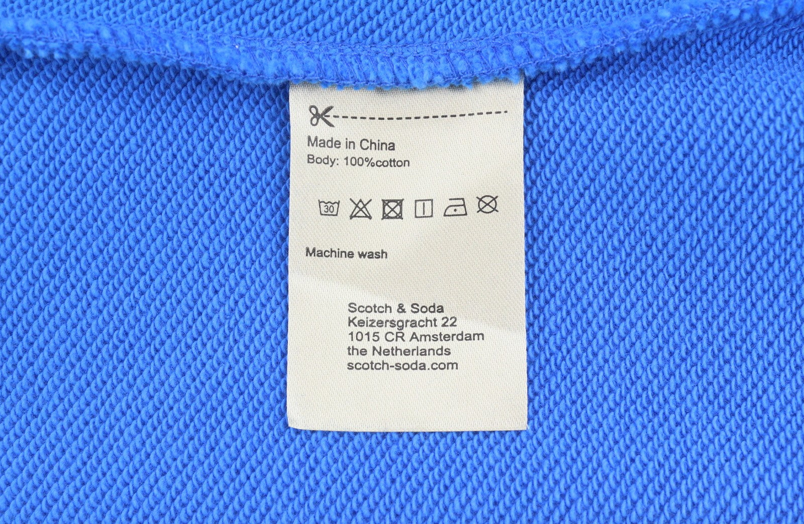 SCOTCH & SODA Men Hoodie M Blue Cotton Kangaroo Pucket Pull On