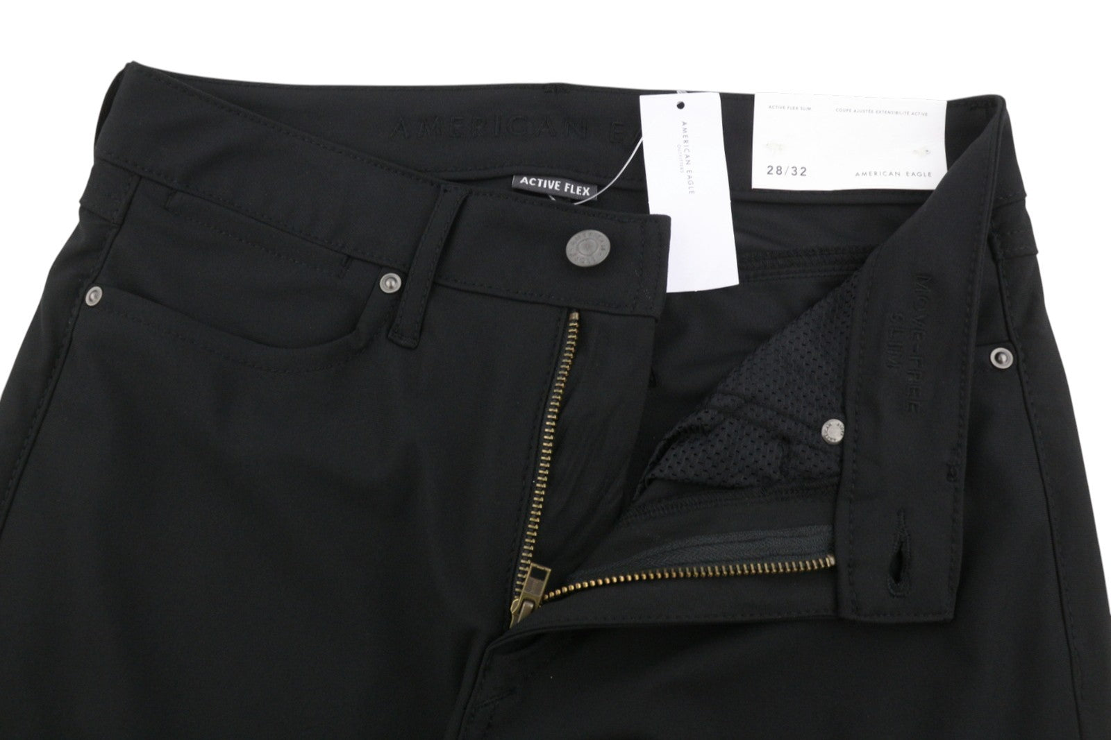 AMERICAN EAGLE OUTFITTERS Move-Free Slim Active Flex Men Trousers W28/L32 Black