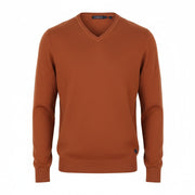 STATE OF ART Men Jumper S Brown Melange Merino Wool Blend Knit Pull On