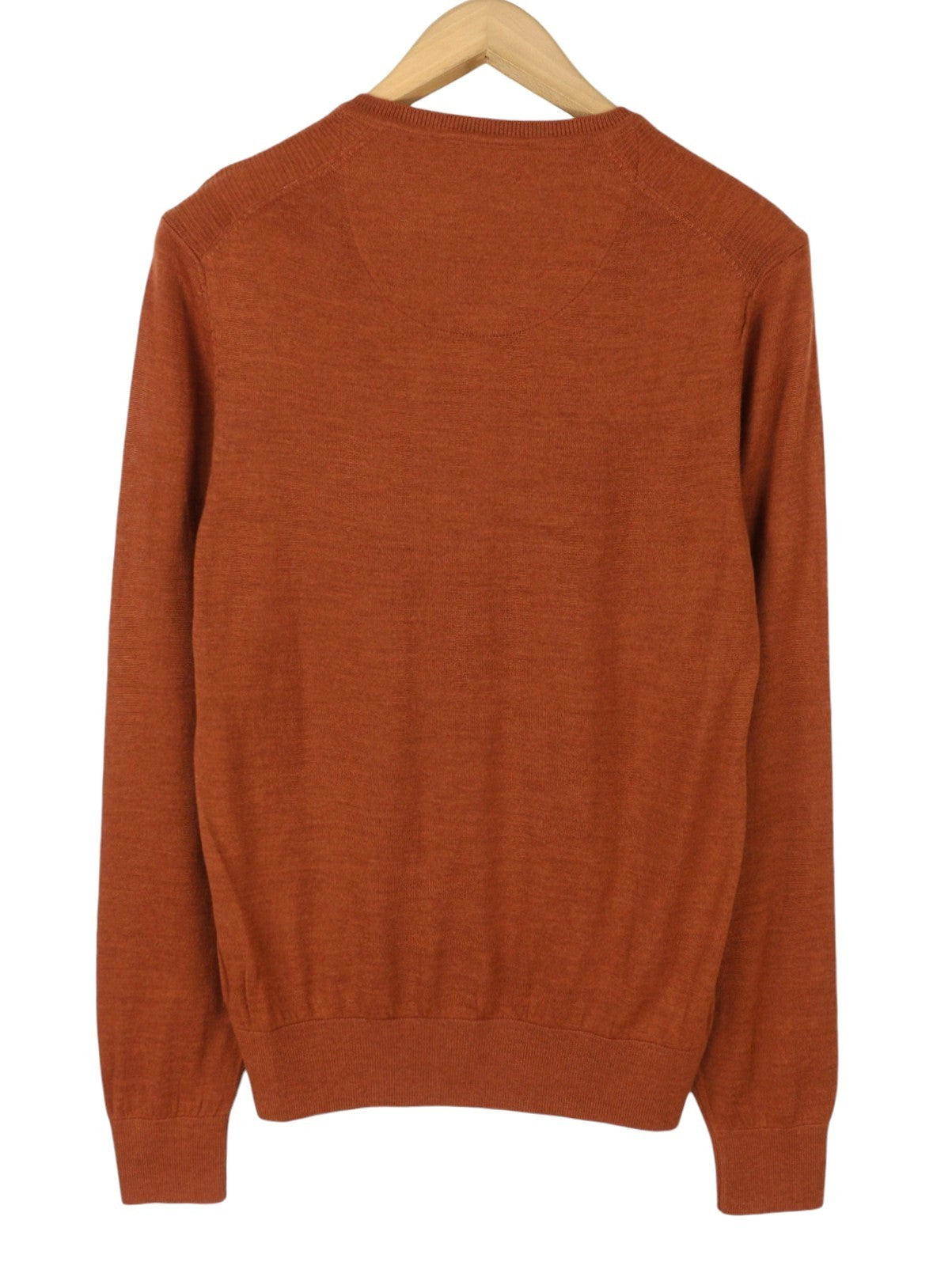 STATE OF ART Men Jumper S Brown Melange Merino Wool Blend Knit Pull On