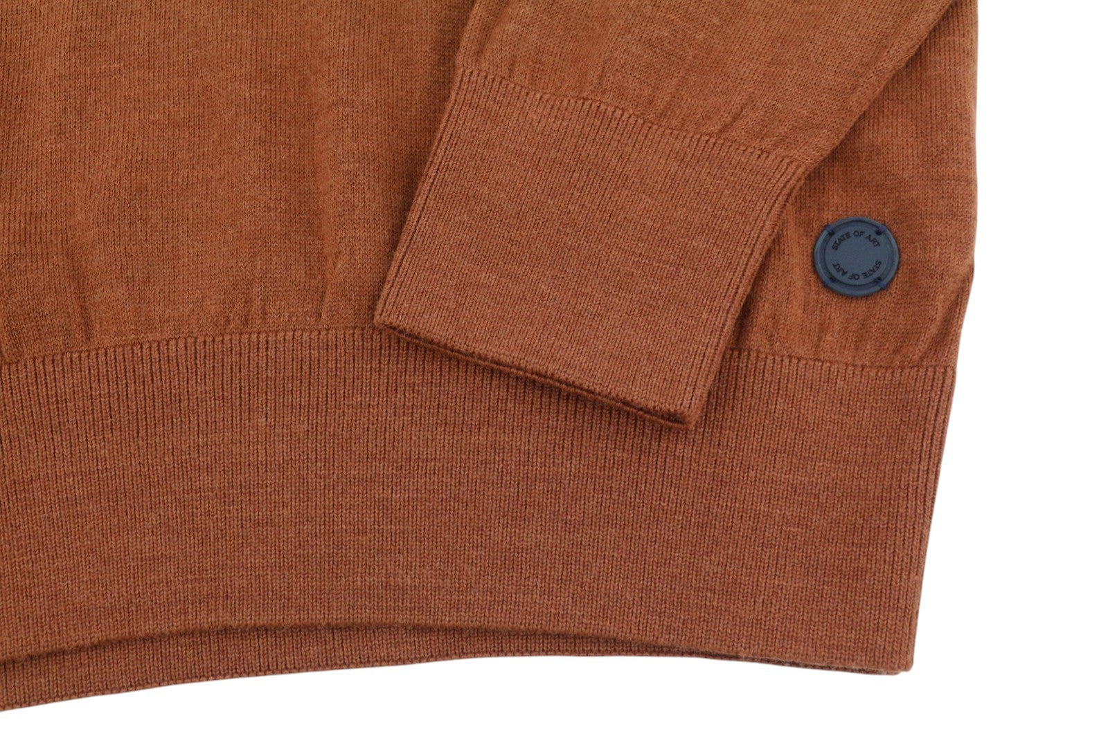STATE OF ART Men Jumper S Brown Melange Merino Wool Blend Knit Pull On