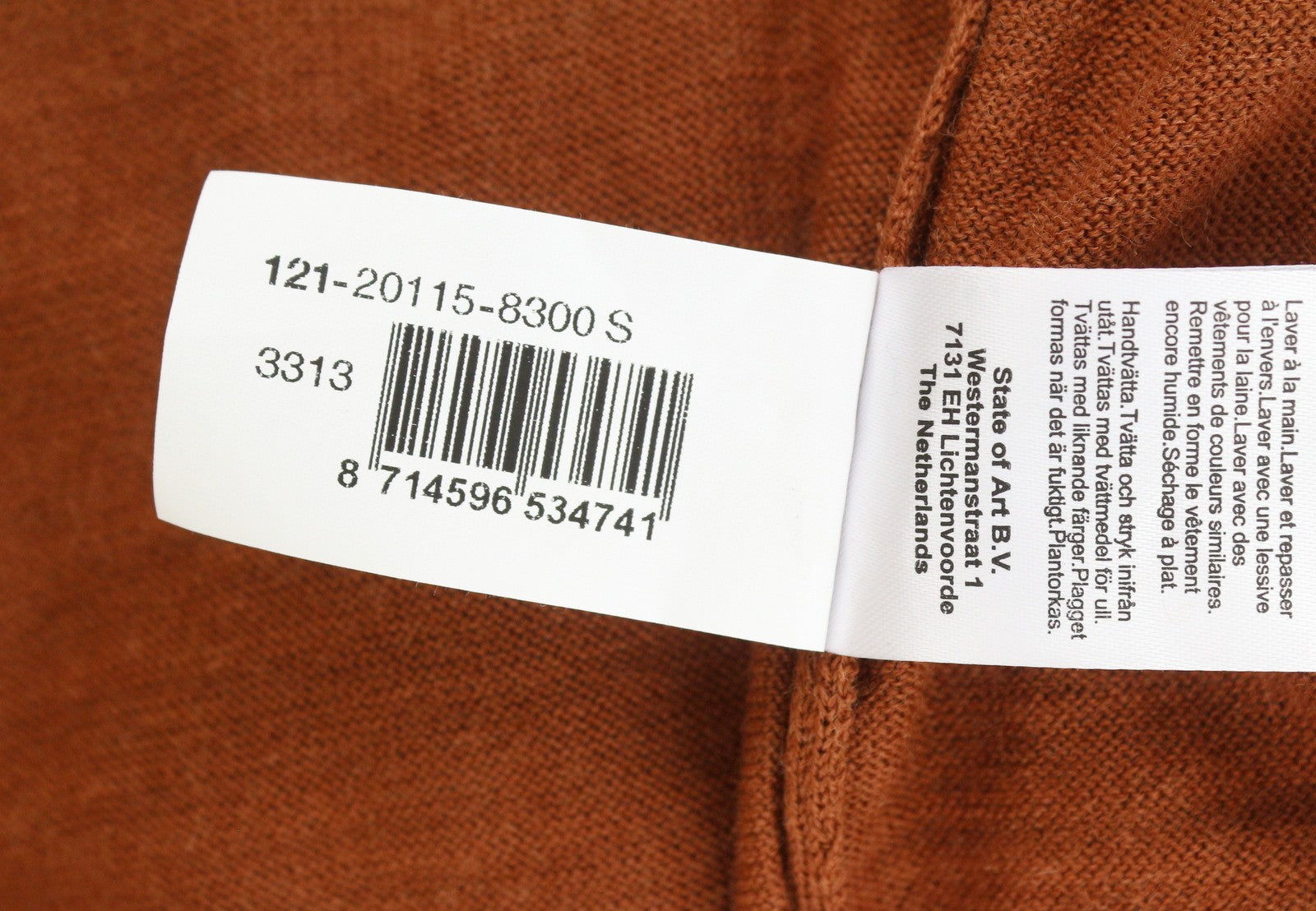 STATE OF ART Men Jumper S Brown Melange Merino Wool Blend Knit Pull On