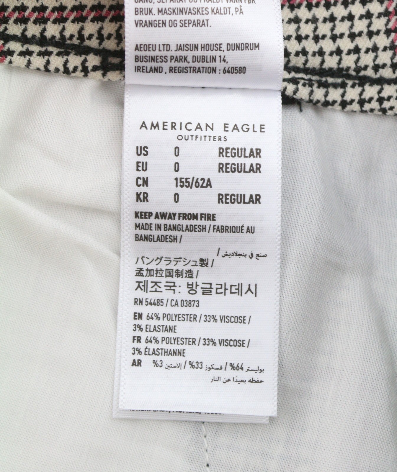 AMERICAN EAGLE OUTFITTERS Super Hi-Rise Skinny Stretch Women Trousers W25 Plaid