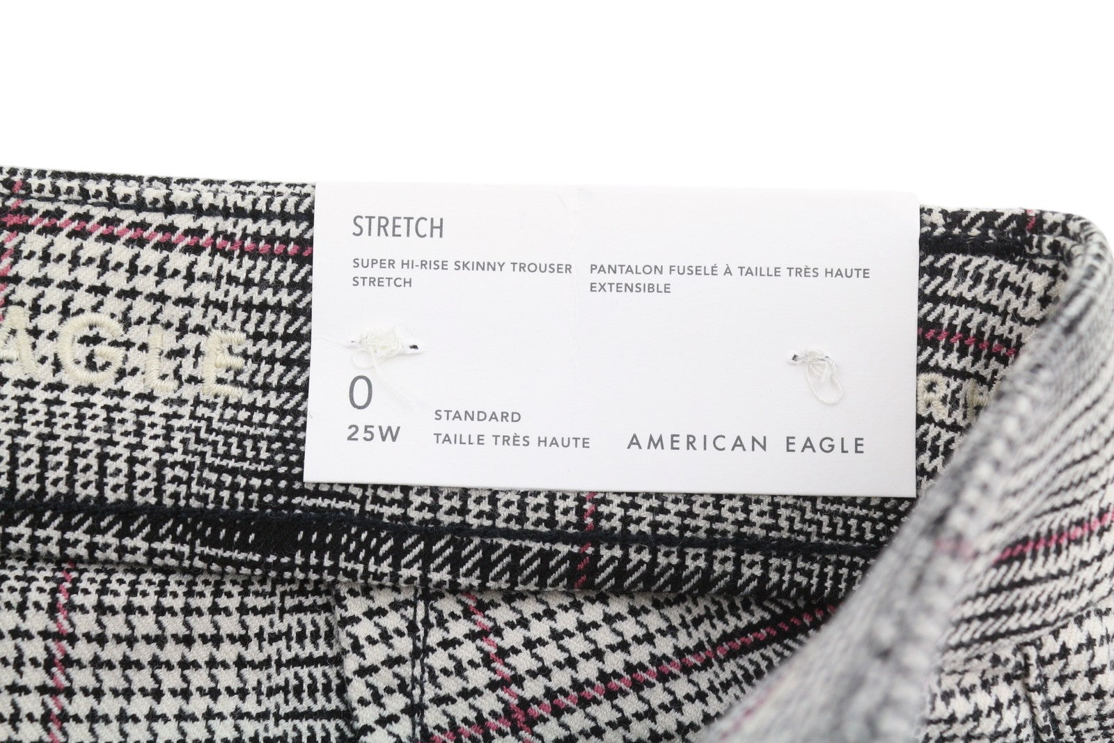 AMERICAN EAGLE OUTFITTERS Super Hi-Rise Skinny Stretch Women Trousers W25 Plaid