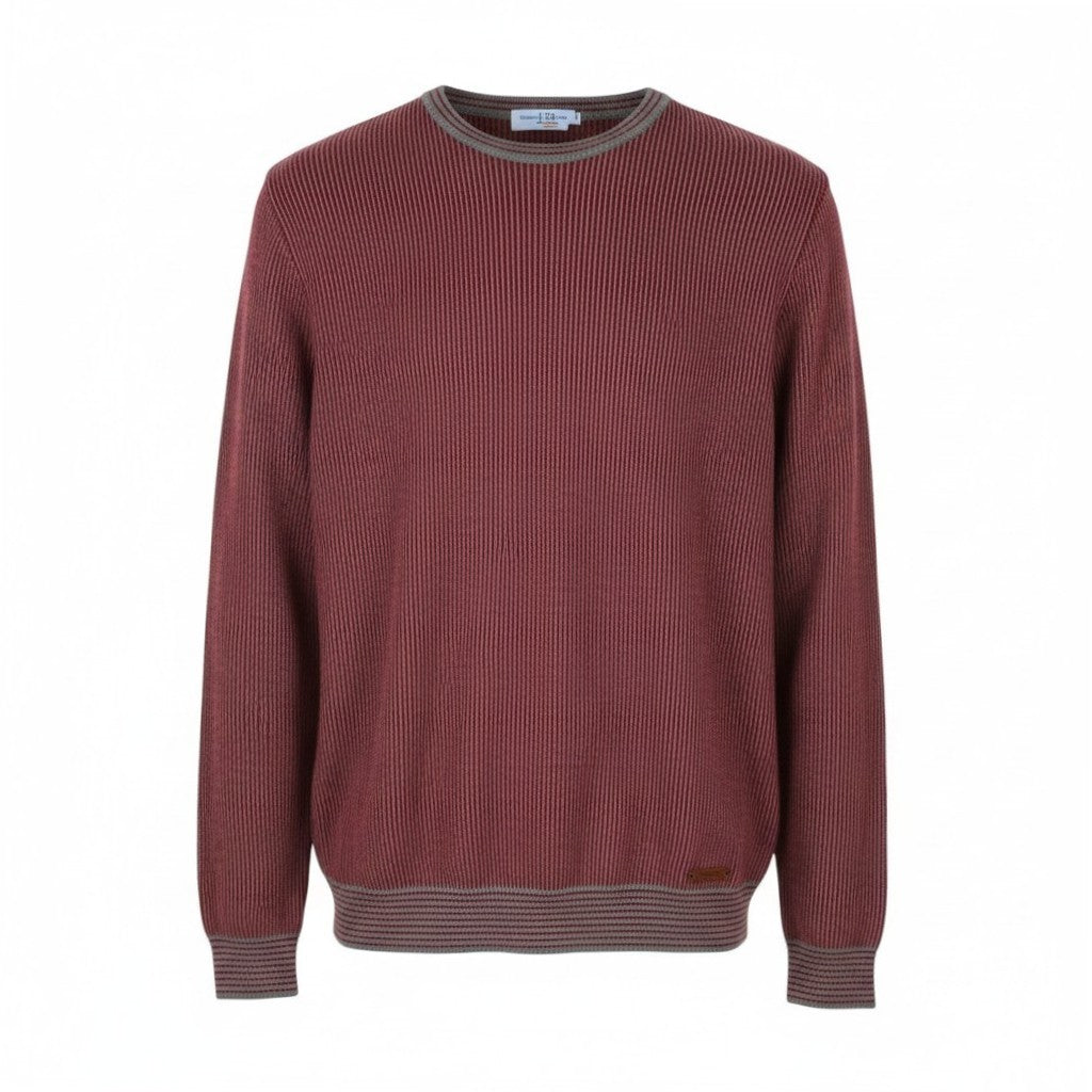HARMONT & BLAINE Men Jumper M Red Pinstriped Wool Blend Knit Pull On