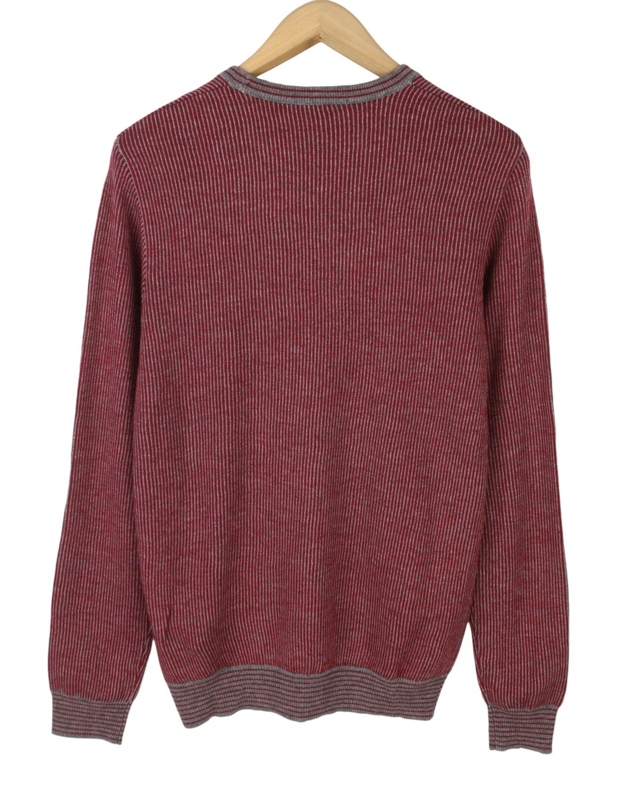 HARMONT & BLAINE Men Jumper M Red Pinstriped Wool Blend Knit Pull On
