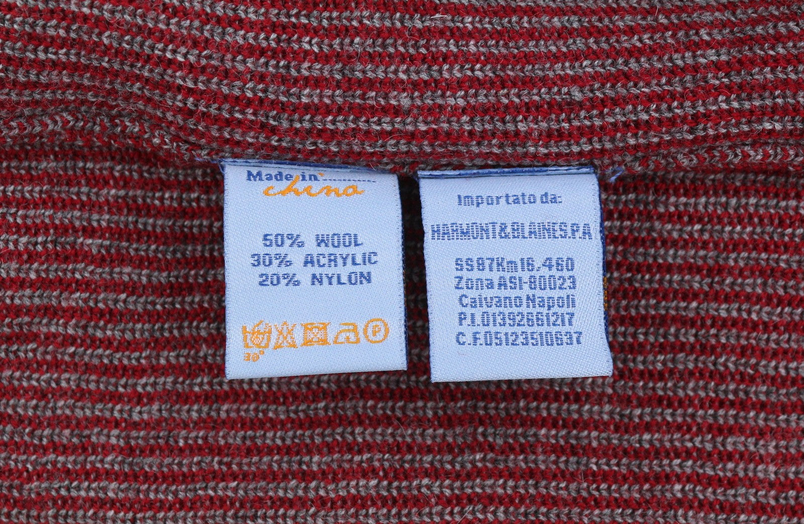 HARMONT & BLAINE Men Jumper M Red Pinstriped Wool Blend Knit Pull On