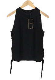 MAISON SCOTCH Women T-Shirt XL Black Tight-Knit Side Straps Sleeveless