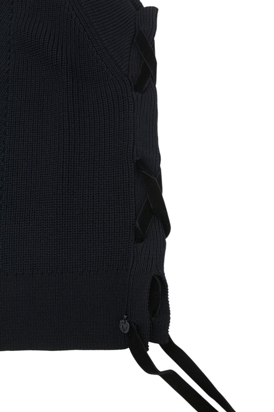 MAISON SCOTCH Women T-Shirt XL Black Tight-Knit Side Straps Sleeveless