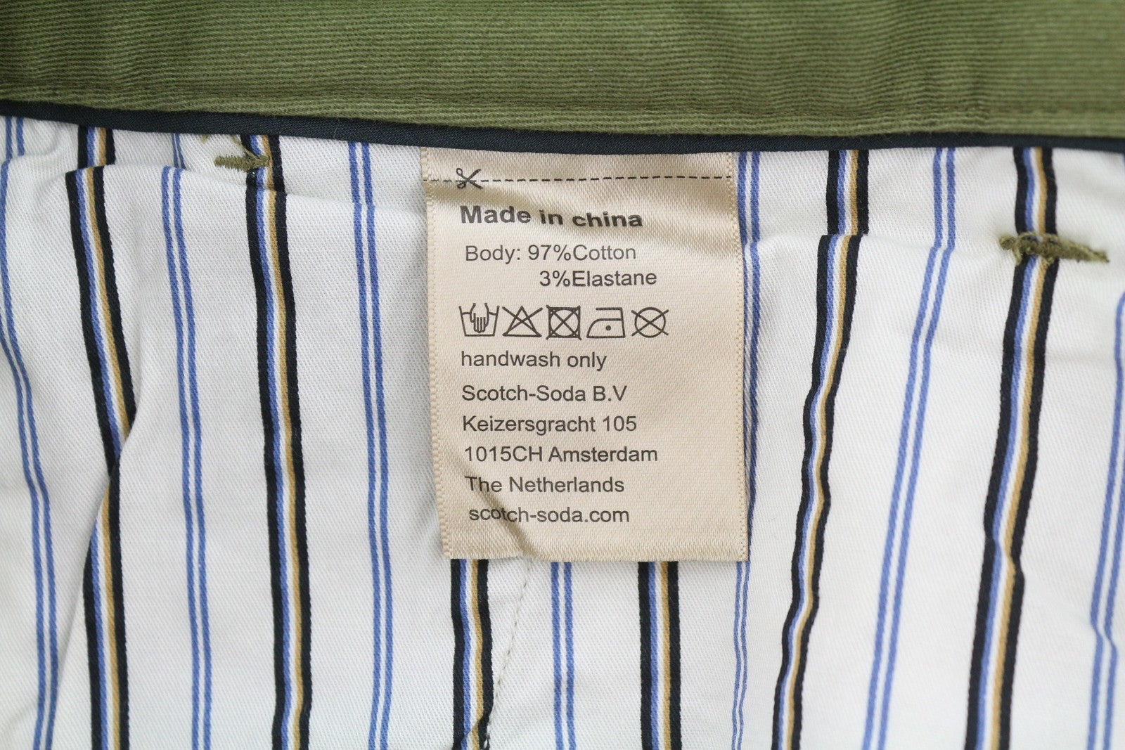 SCOTCH & SODA The Drift Men Trousers W31/L32 Green Regular Tapered Fit