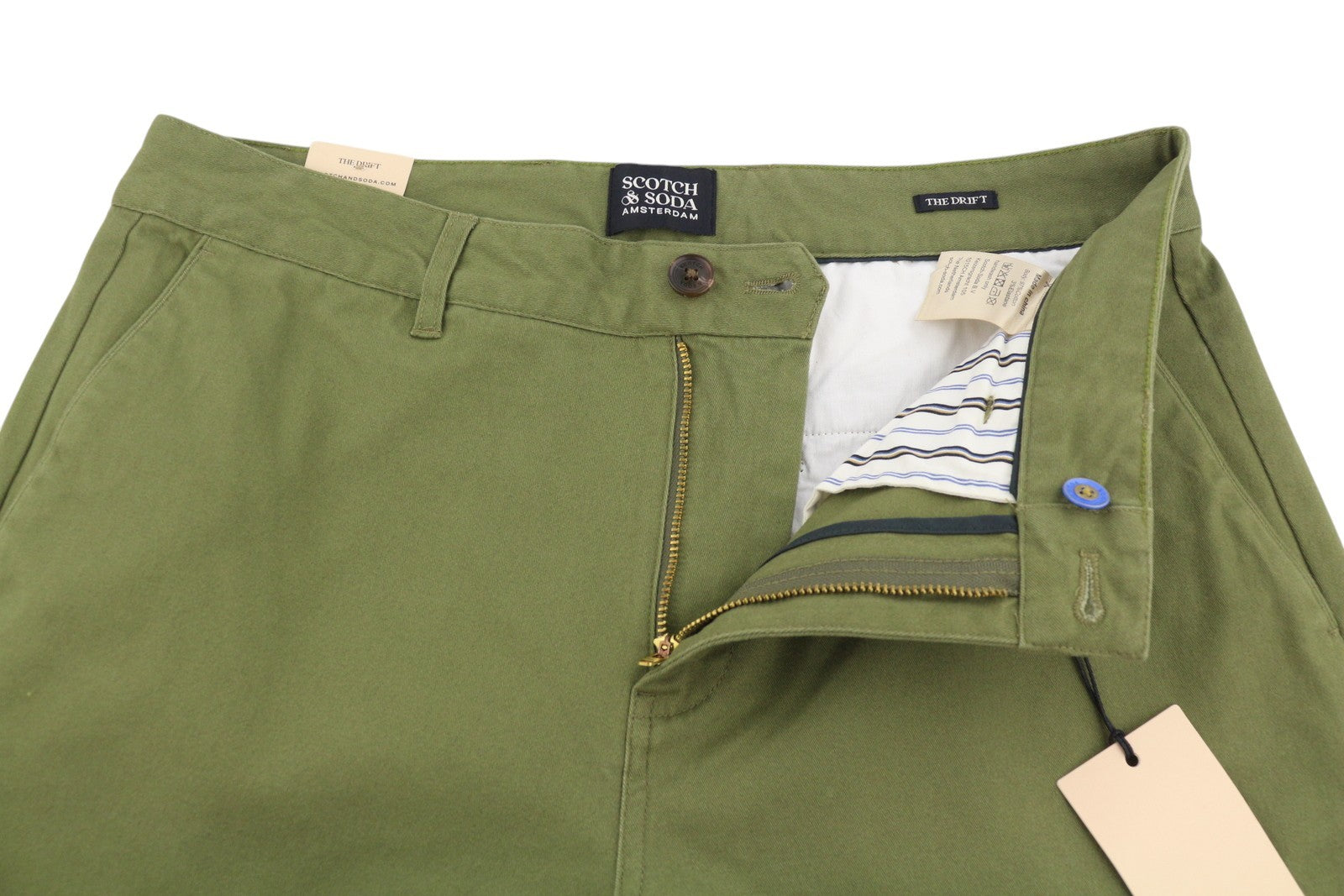 SCOTCH & SODA The Drift Men Trousers W31/L32 Green Regular Tapered Fit