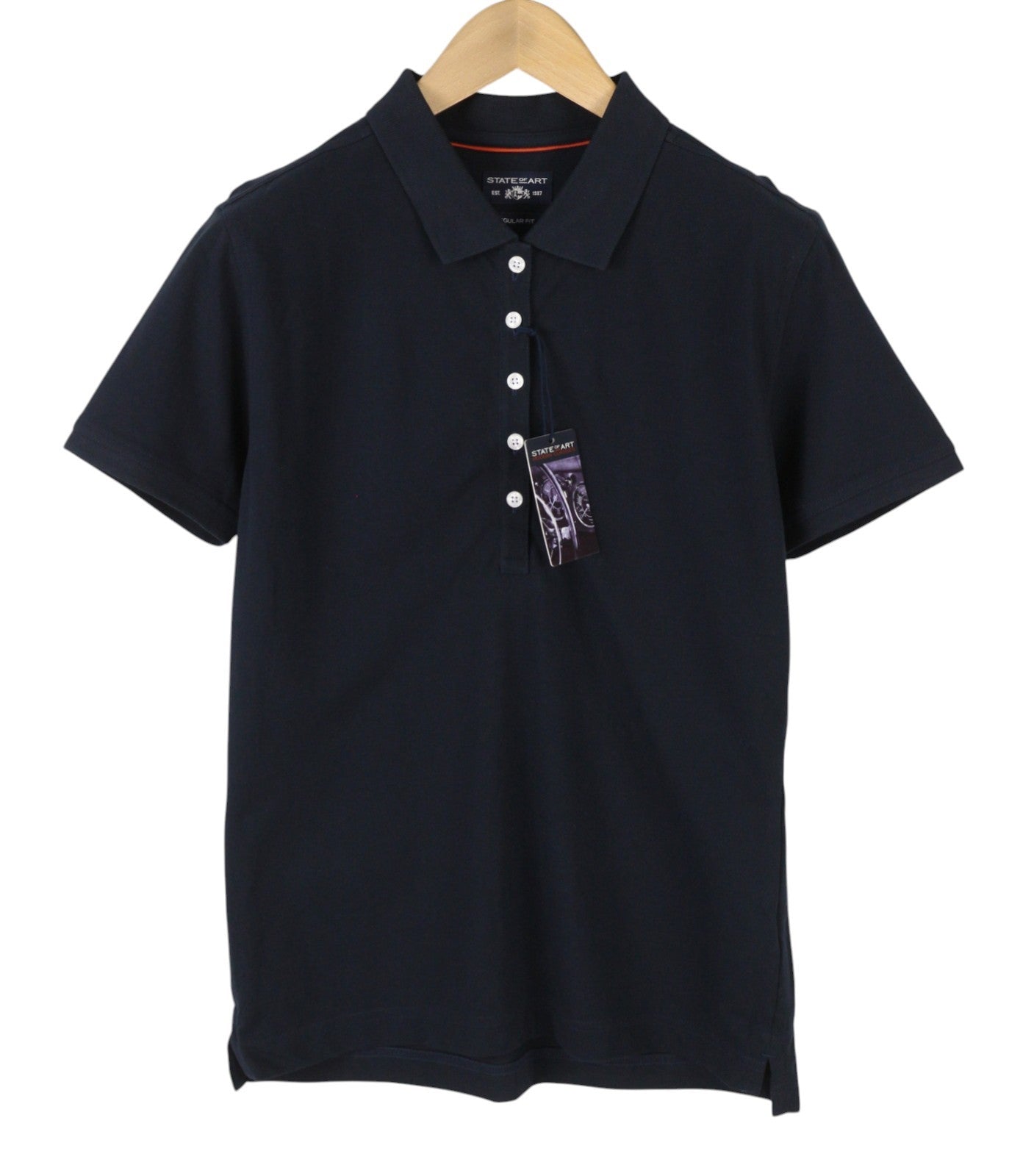 STATE OF ART Men Polos L Dark Blue Regular Fit Cotton Short Sleeve