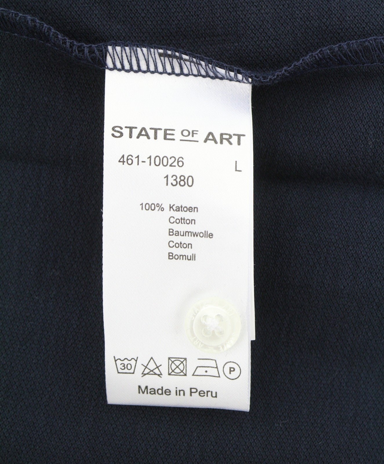 STATE OF ART Men Polos L Dark Blue Regular Fit Cotton Short Sleeve