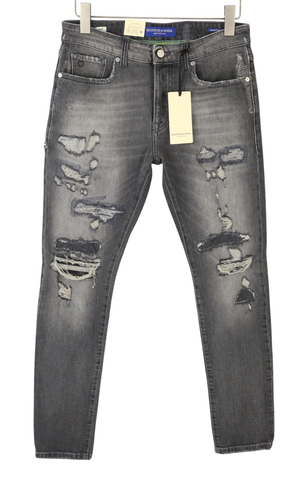 SCOTCH & SODA Ralston Men Jeans W31/L32 Grey Faded Distress Regular Slim Fit