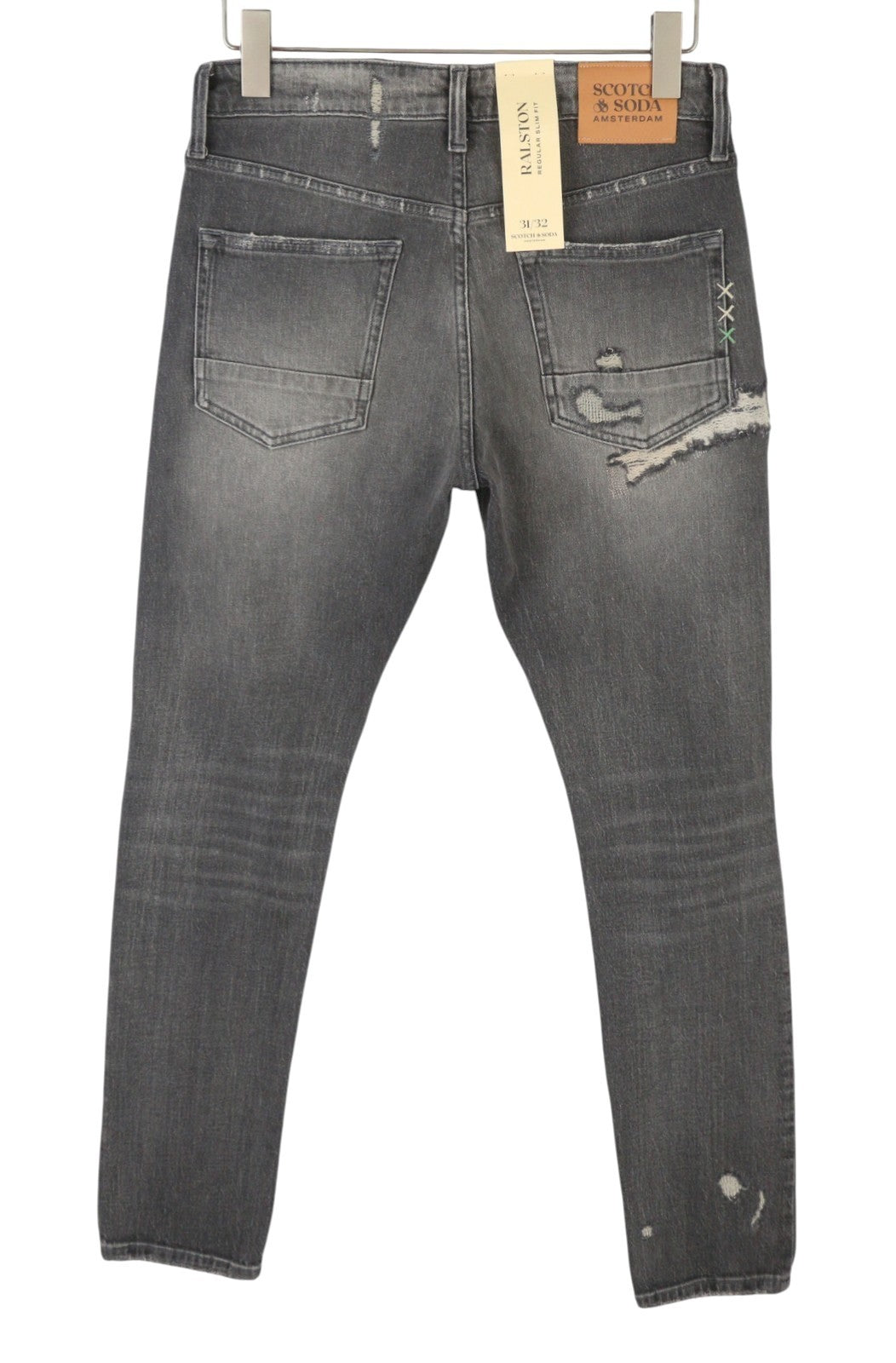 SCOTCH & SODA Ralston Men Jeans W31/L32 Grey Faded Distress Regular Slim Fit