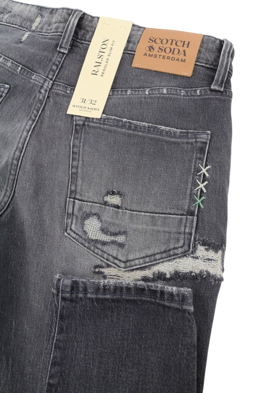SCOTCH & SODA Ralston Men Jeans W31/L32 Grey Faded Distress Regular Slim Fit
