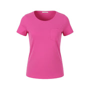 MAISON SCOTCH Women T-Shirt XS Pink Round Neck Patch Pocket Short Sleeve