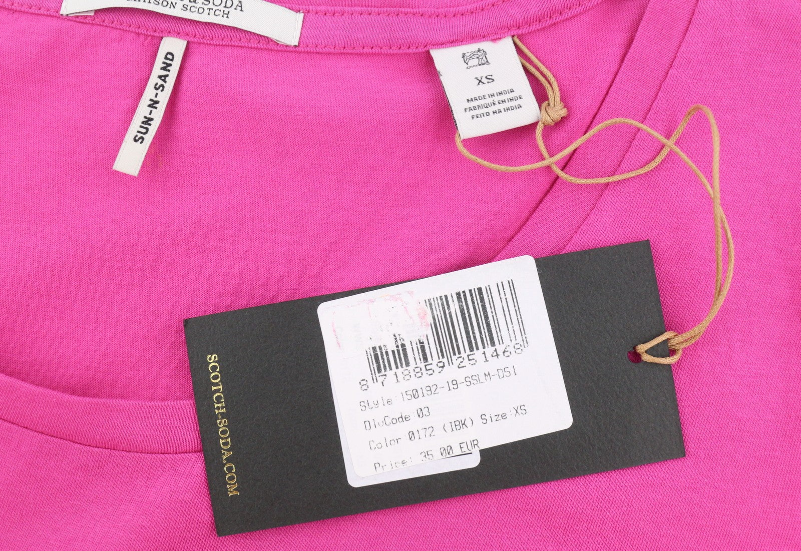 MAISON SCOTCH Women T-Shirt XS Pink Round Neck Patch Pocket Short Sleeve