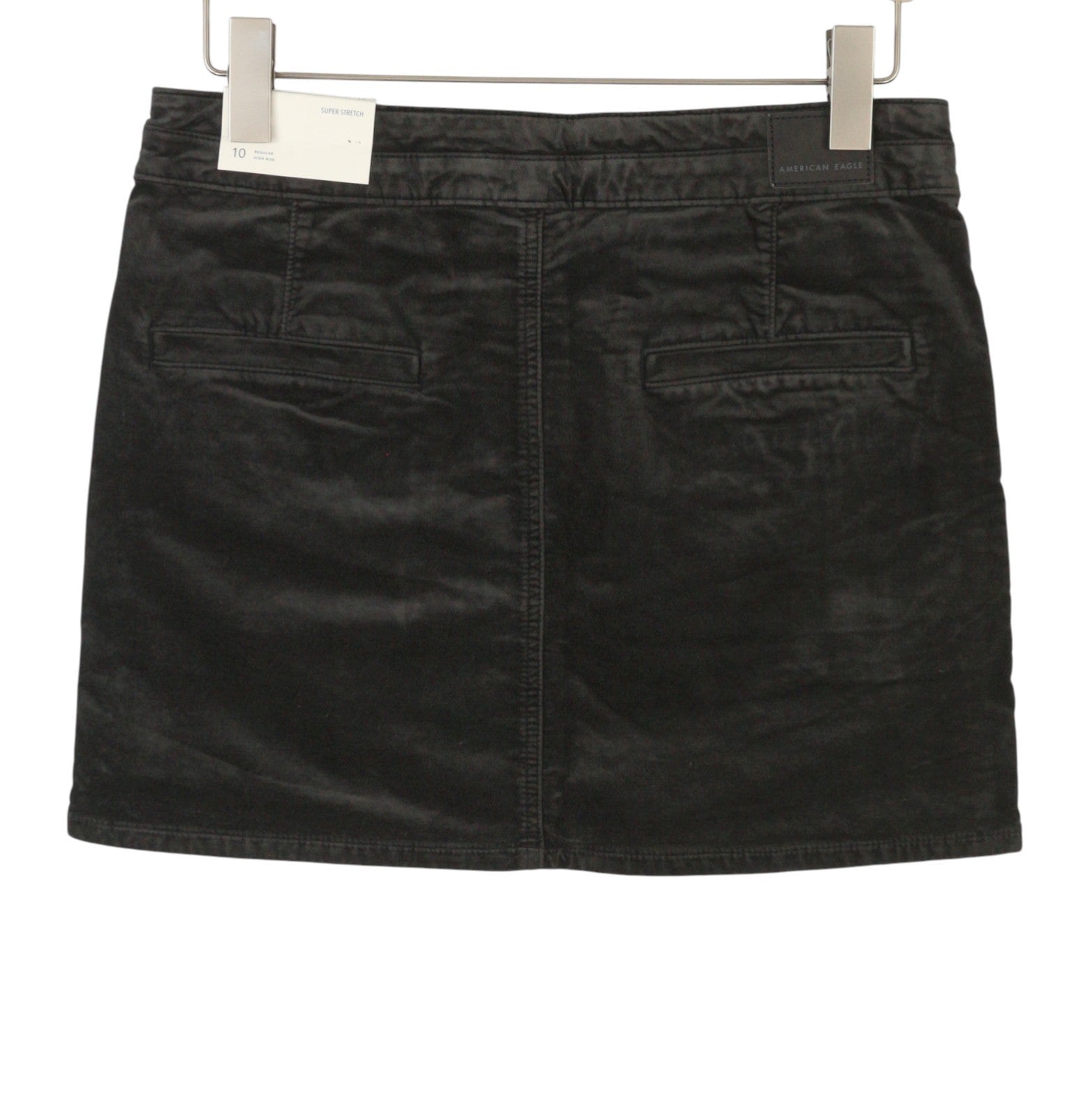 AMERICAN EAGLE OUTFITTERS Hi-Rise Mini Super Stretch Women Skirt UK14 Black Mini