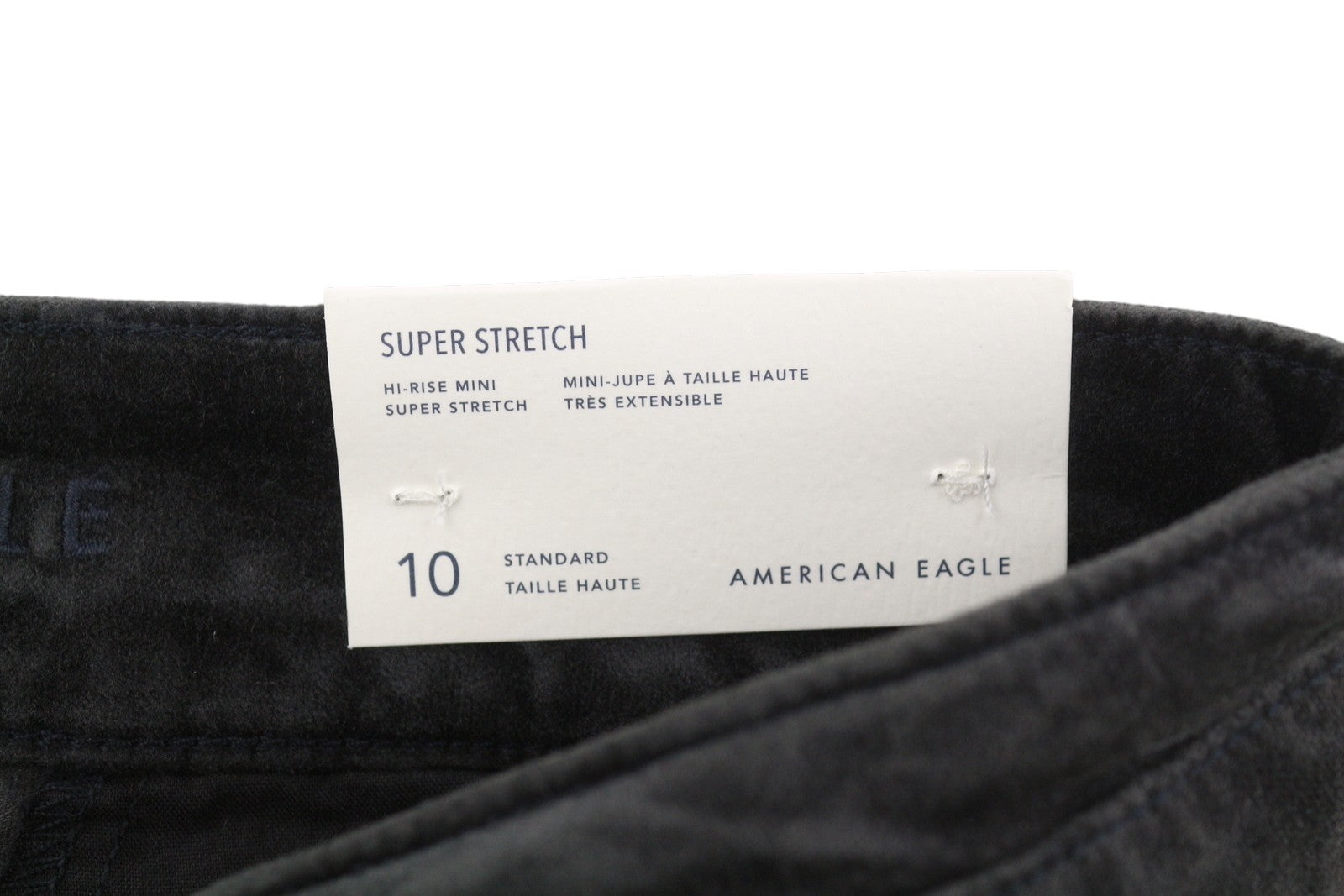 AMERICAN EAGLE OUTFITTERS Hi-Rise Mini Super Stretch Women Skirt UK14 Black Mini