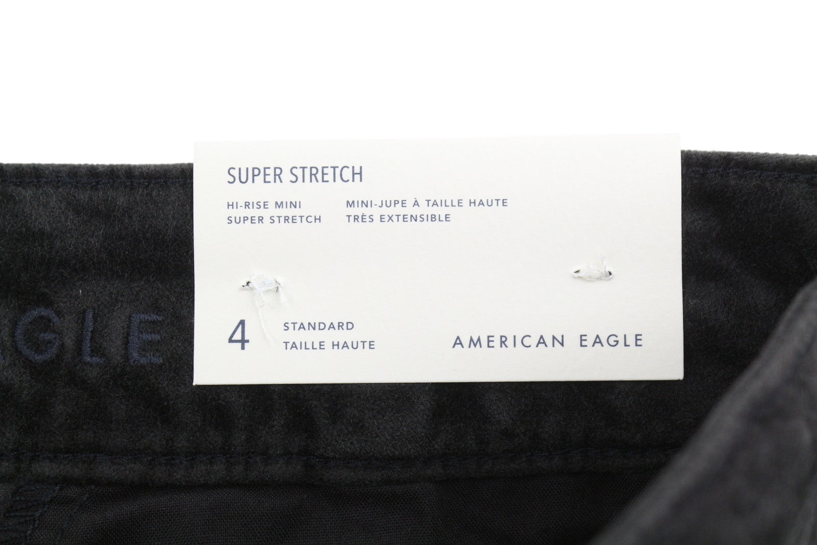 AMERICAN EAGLE OUTFITTERS Hi-Rise Mini Super Stretch Women Skirt UK8 Black Mini