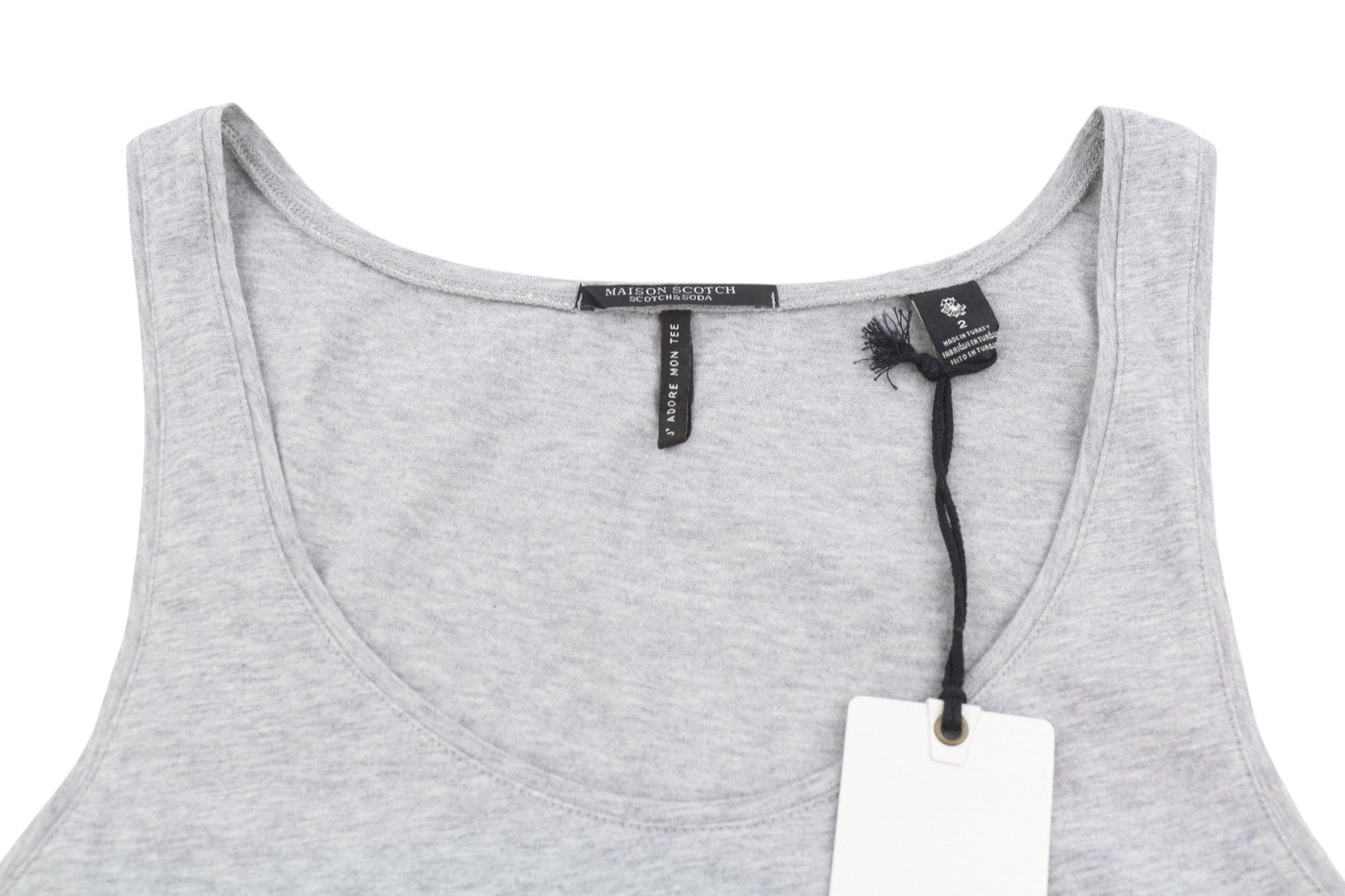 MAISON SCOTCH Women T-Shirt XS Grey Melange Round Neck Tank Top Sleeveless