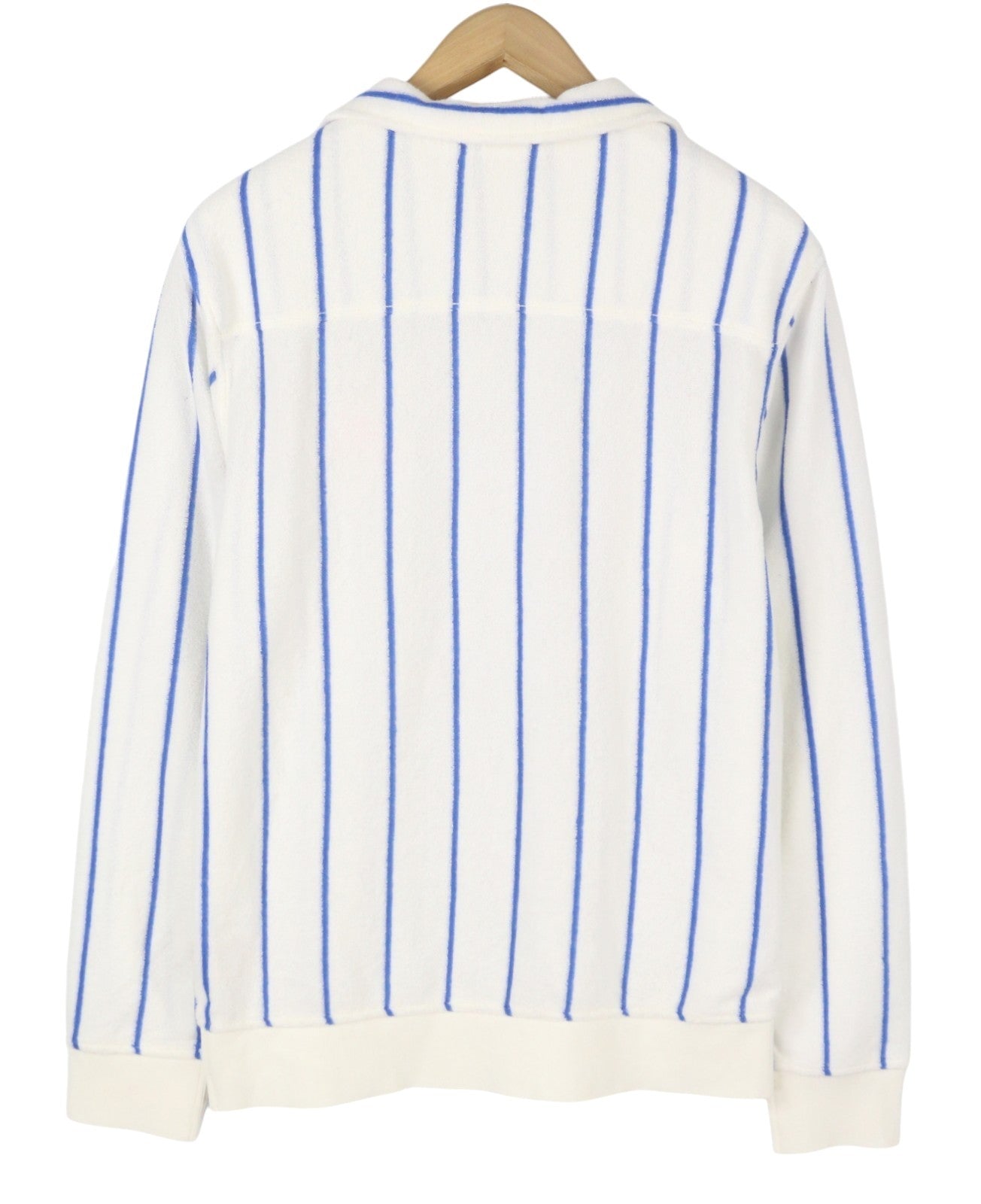 SCOTCH & SODA Men Sweatshirt M White Terry Fabric Pinstriped V-Neck Pull On
