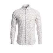 STATE OF ART Men Shirt S White All-Over Print Regular Fit Button-Up Spread Neck