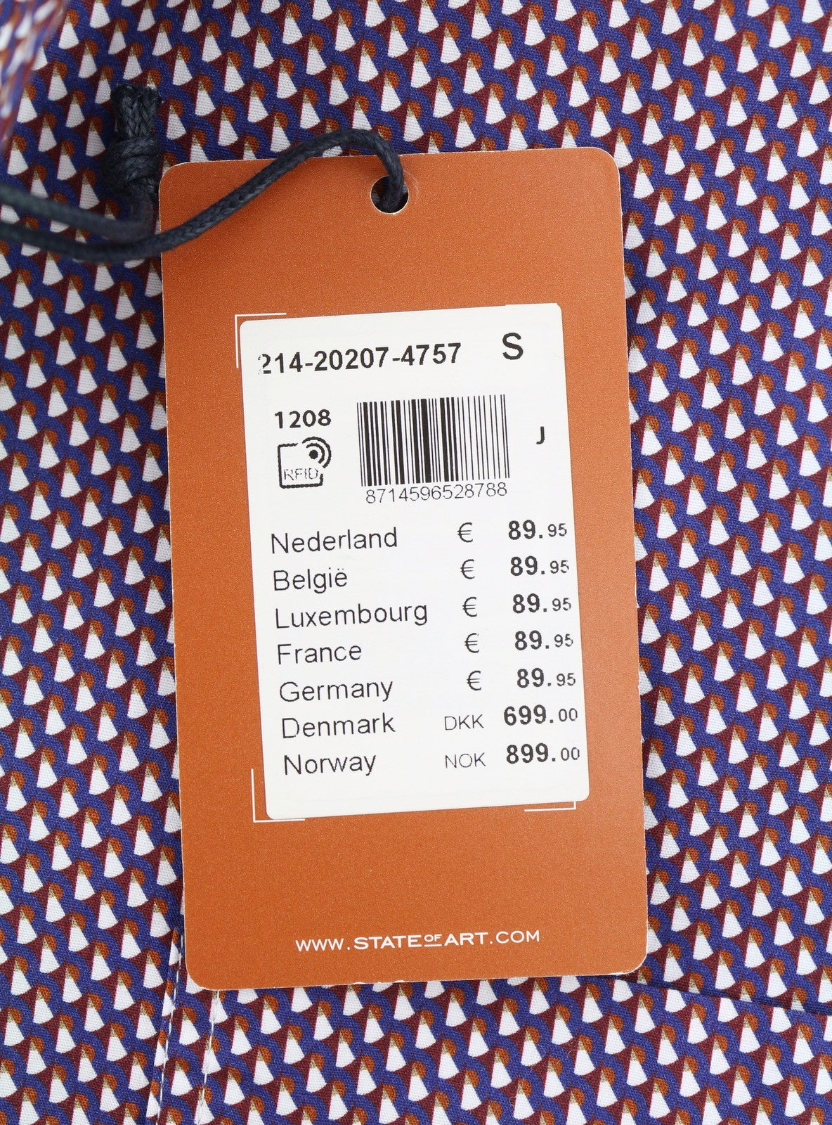 STATE OF ART Men Shirt S All-Over Print Button Down Neck Patch Pocket
