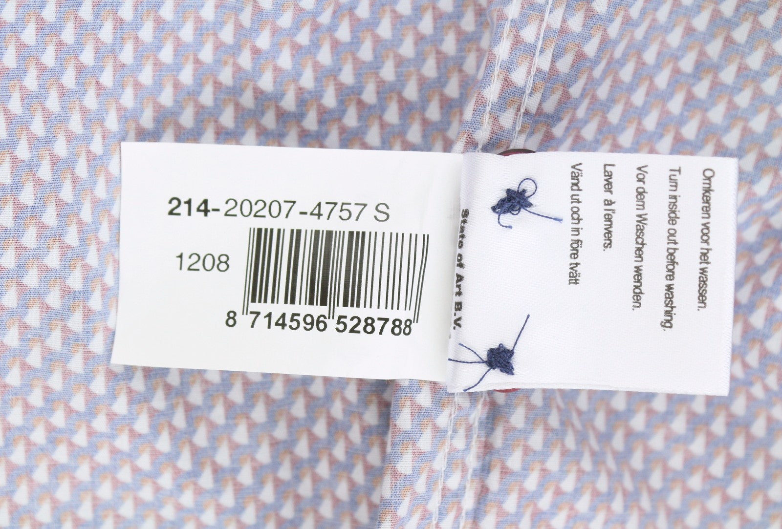 STATE OF ART Men Shirt S All-Over Print Button Down Neck Patch Pocket