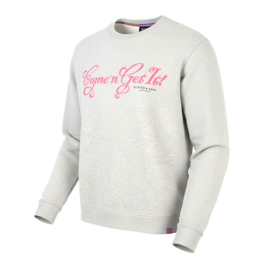 SCOTCH & SODA Men Sweatshirt L Light Grey Melange Crew Neck Pull On