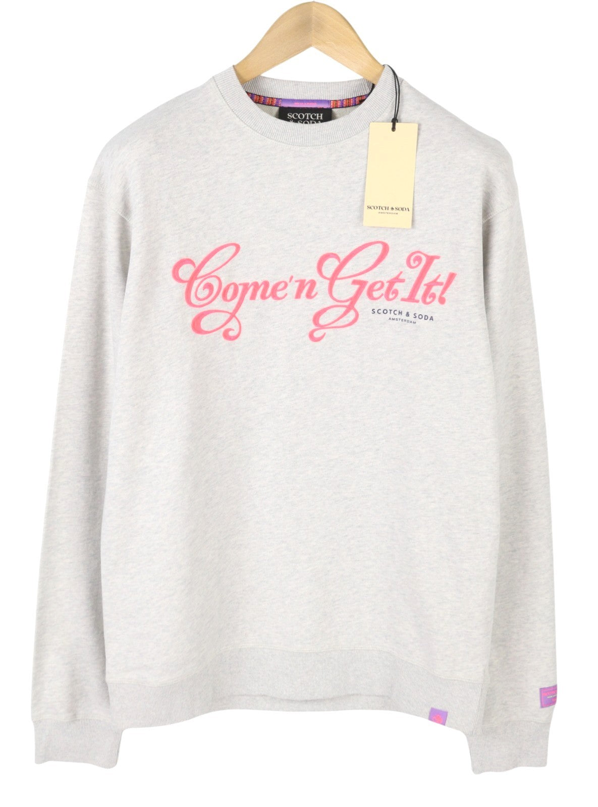 SCOTCH & SODA Men Sweatshirt L Light Grey Melange Crew Neck Pull On
