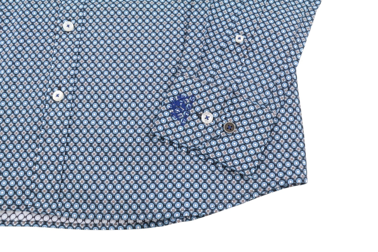 STATE OF ART Men Shirt S All-Over Print Button Down Neck Patch Pocket