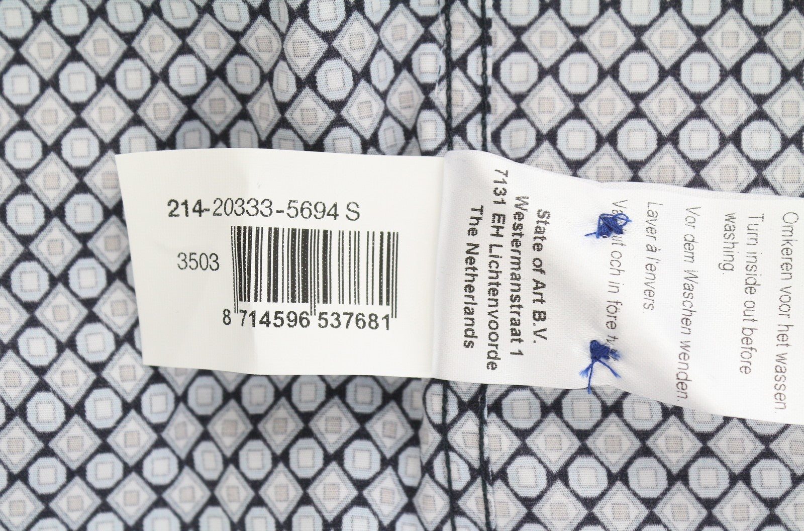 STATE OF ART Men Shirt S All-Over Print Button Down Neck Patch Pocket