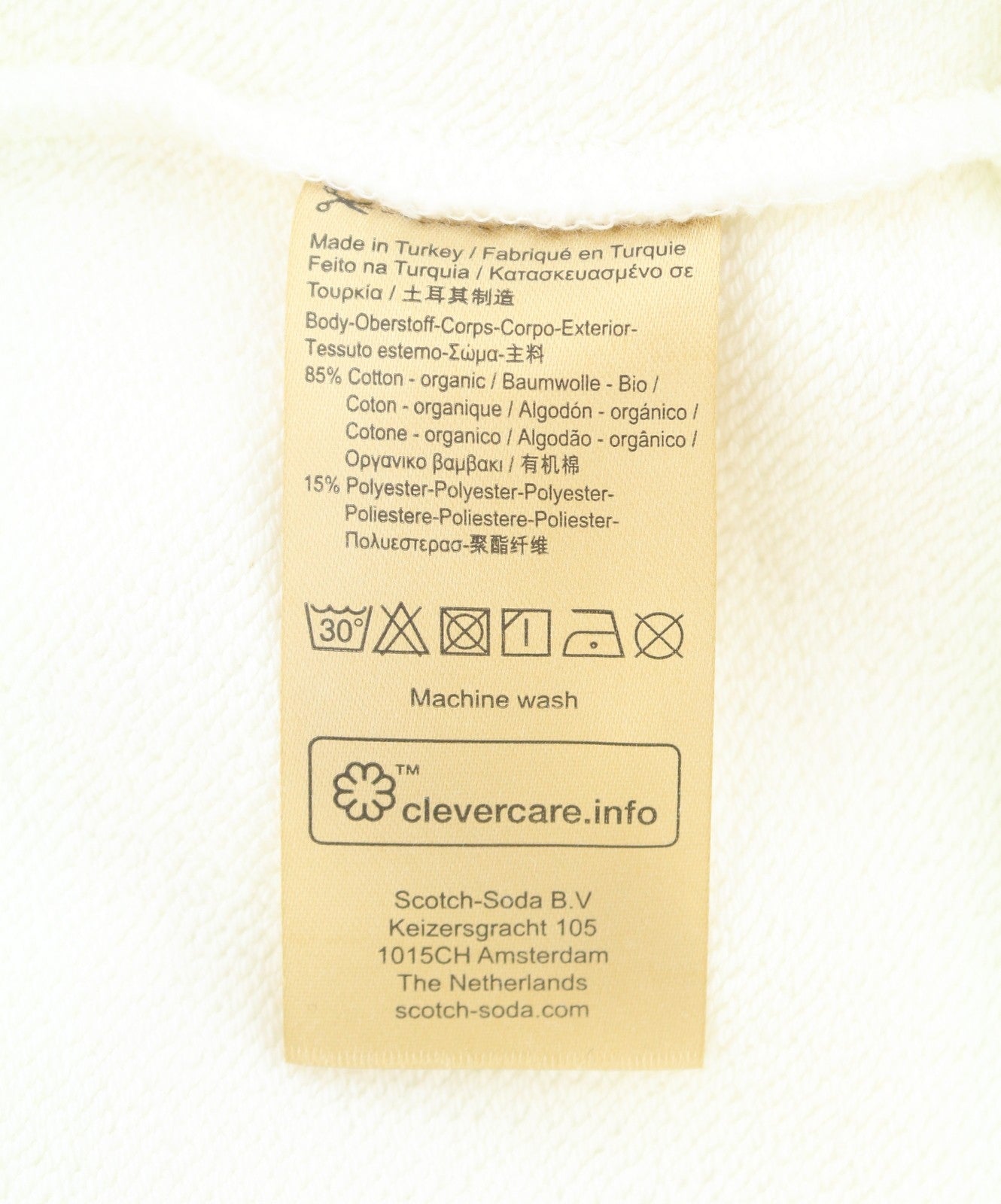 SCOTCH & SODA Men Sweatshirt L Off White Crew Neck Long Sleeve Pull On