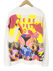 SCOTCH & SODA Men Sweatshirt L White Oversized Patterned Crew Neck Pull On