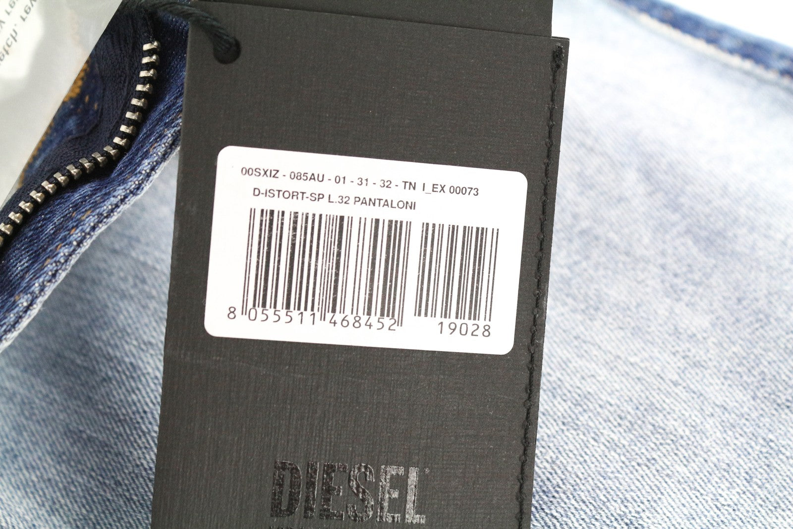 DIESEL D-Istort-SP 085AU Men Jeans W31/L32 Super Skinny Blue Washed Stretch
