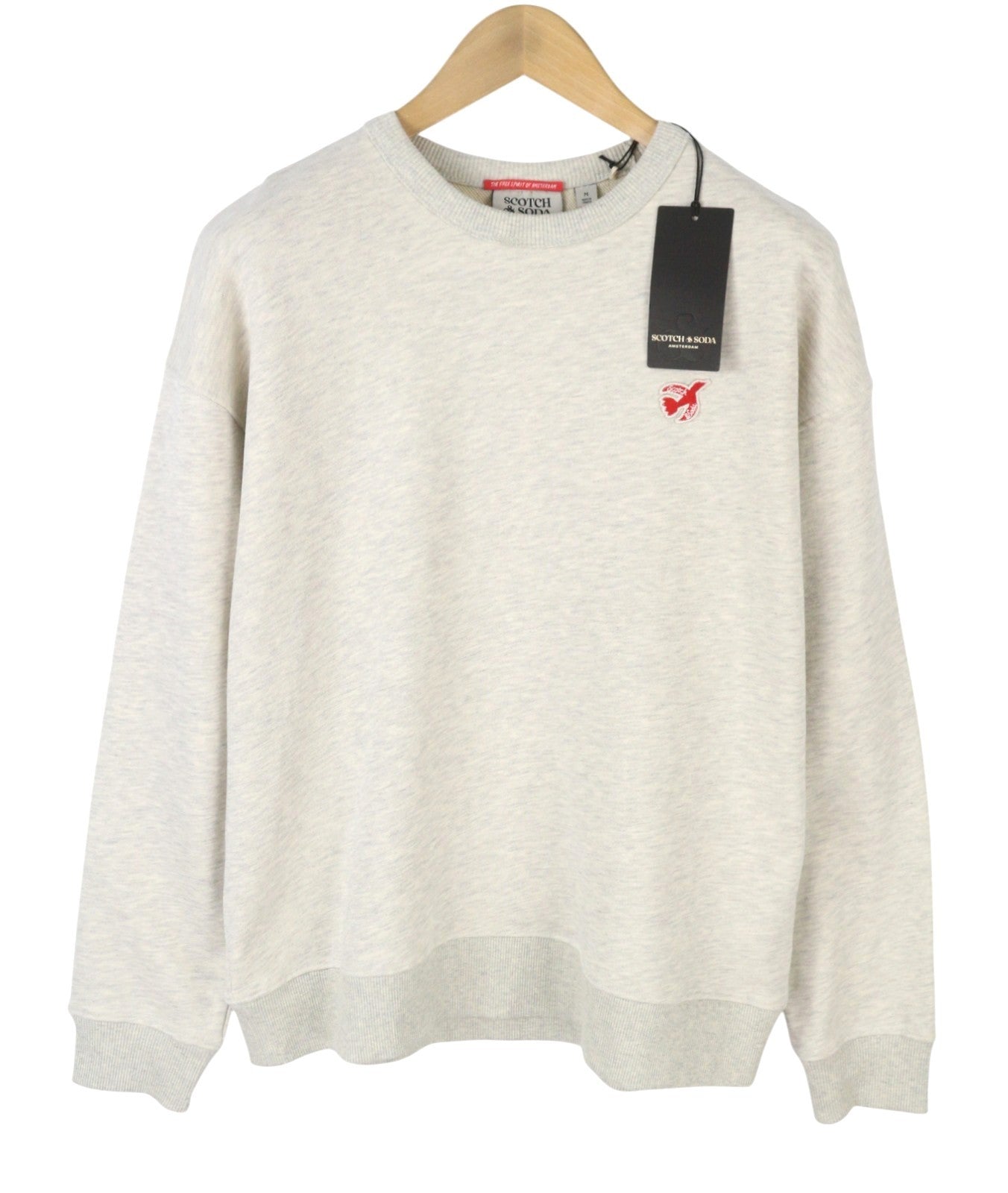 SCOTCH & SODA Men Sweatshirt M Grey Melange Crew Neck Long Sleeve Pull On