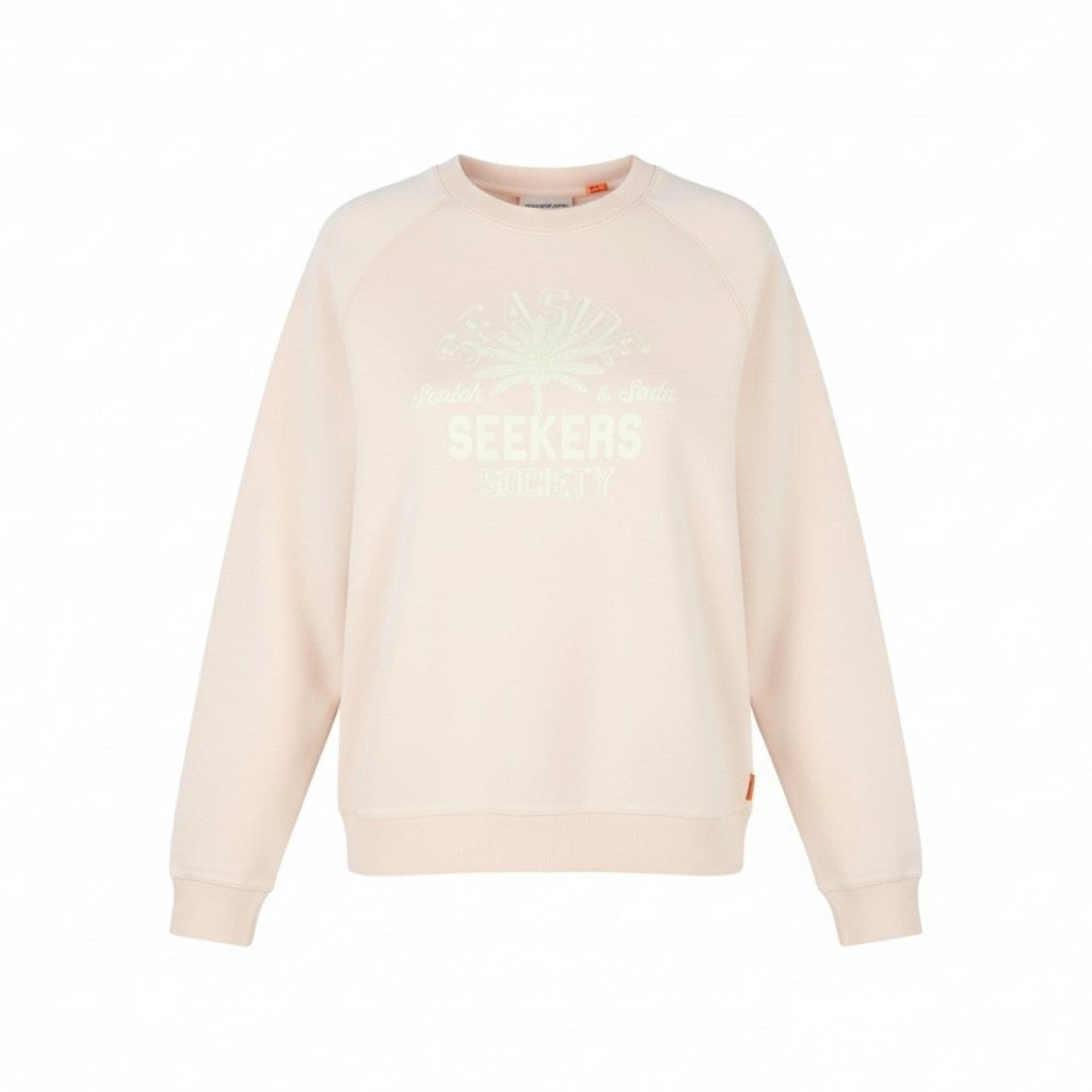 SCOTCH & SODA Men Sweatshirt L Light Pink Cotton Crew Neck Long Sleeve Pull On
