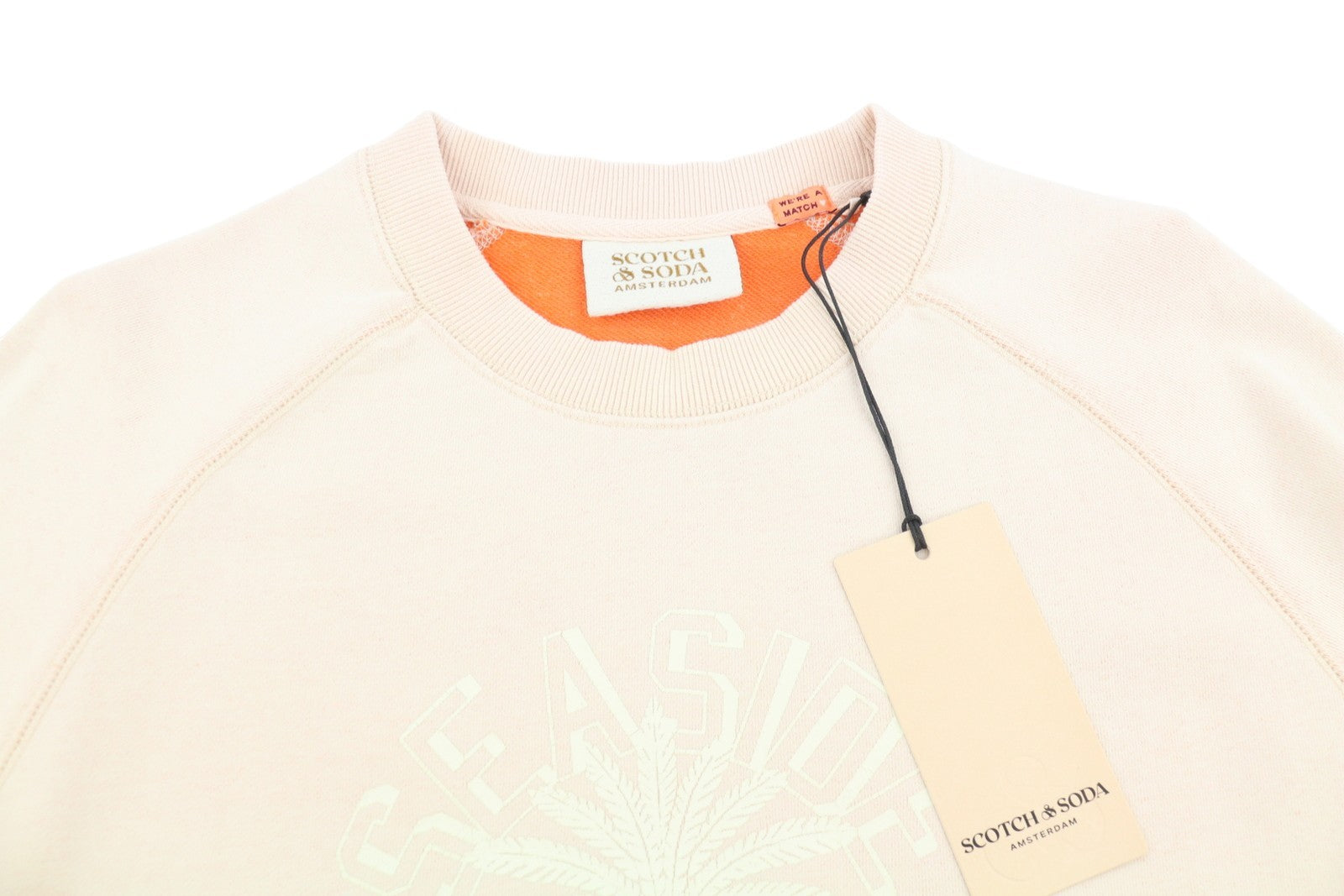 SCOTCH & SODA Men Sweatshirt L Light Pink Cotton Crew Neck Long Sleeve Pull On
