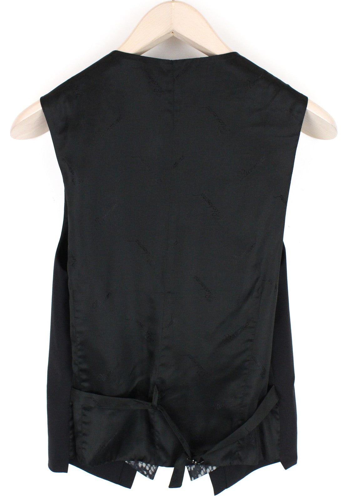 RICHMOND  Men Waistcoat 48 Black Wool Stretch Single-Breasted Classic Snake
