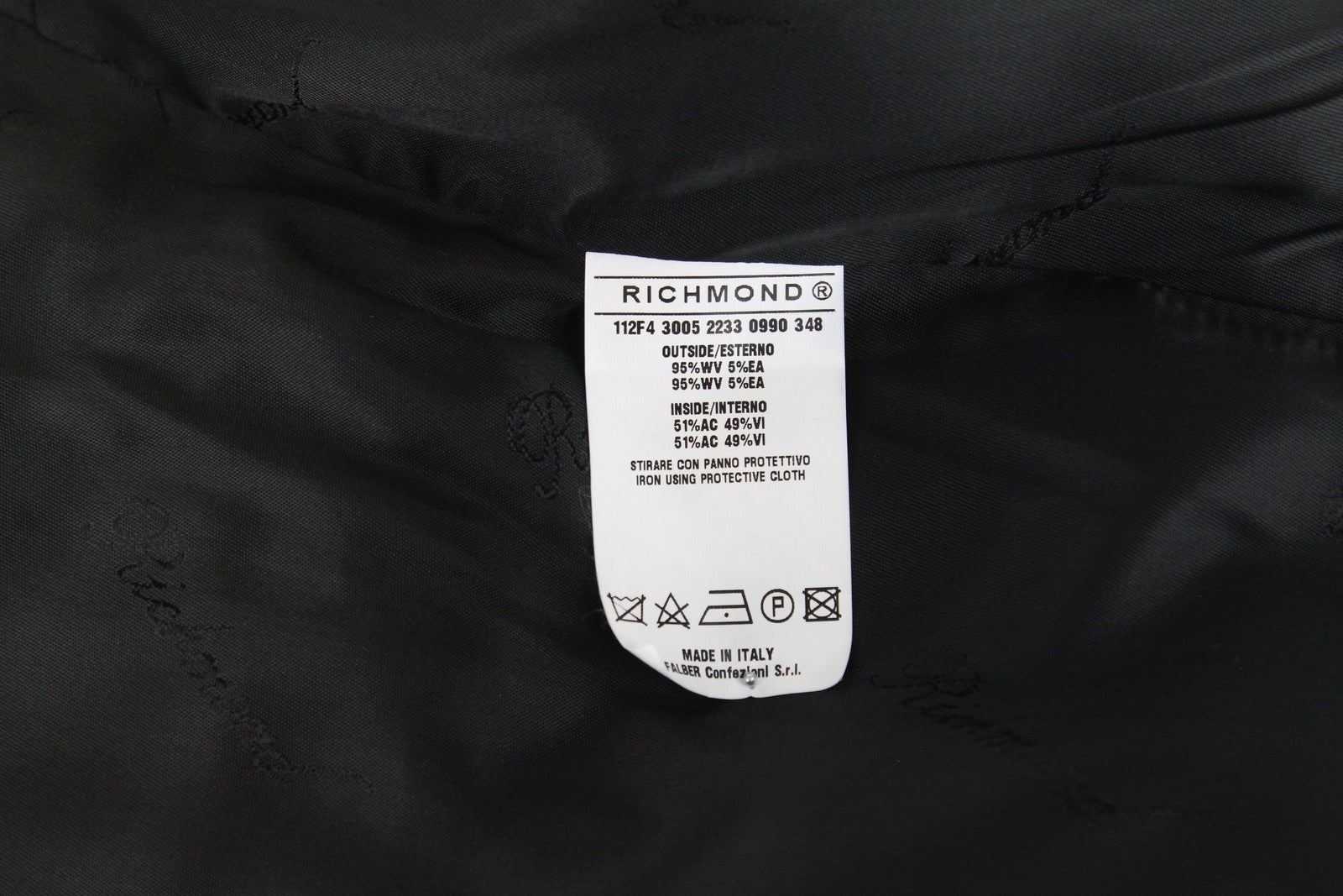 RICHMOND  Men Waistcoat 48 Black Wool Stretch Single-Breasted Classic Snake