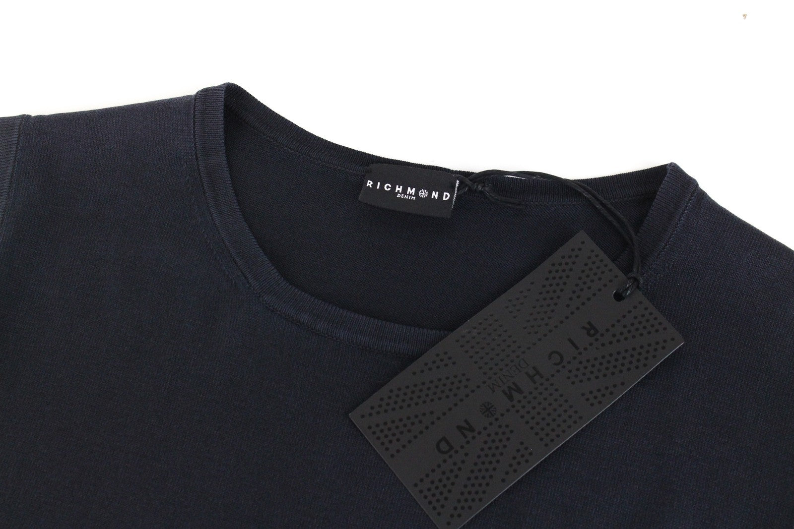 RICHMOND  Men Jumper 50 Black Logo Pure Cotton Sleeveless Knitted Pull On Vest