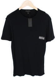 JOHN RICHMOND  Men T-Shirt 52 Black Pure Cotton Short Sleeved Logo Pull On