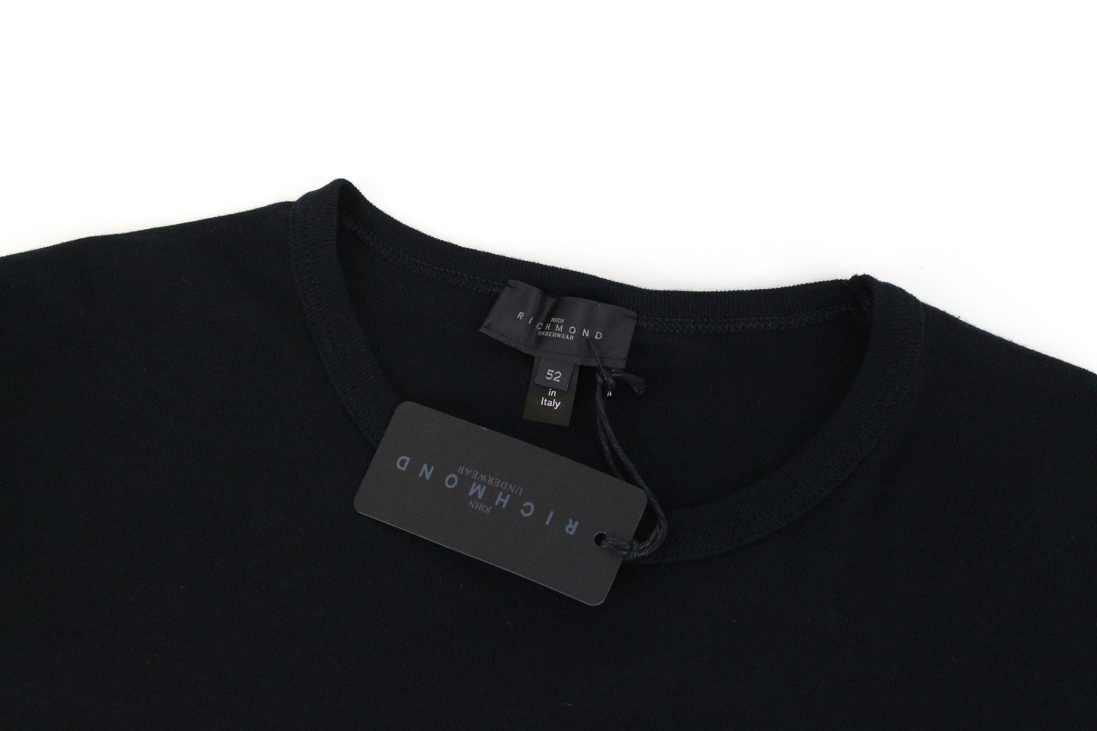 JOHN RICHMOND  Men T-Shirt 52 Black Pure Cotton Short Sleeved Logo Pull On