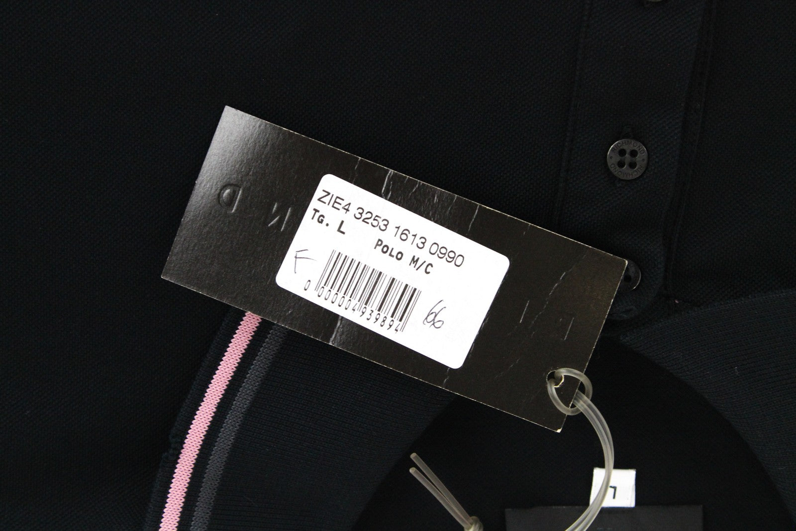 RICHMOND  Men T-Shirt L Black Pure Cotton Short Sleeved Collared Polo