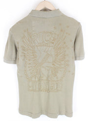 RICHMOND  Men T-Shirt L Light Brown Pure Cotton Short Sleeved Pocketed Polo