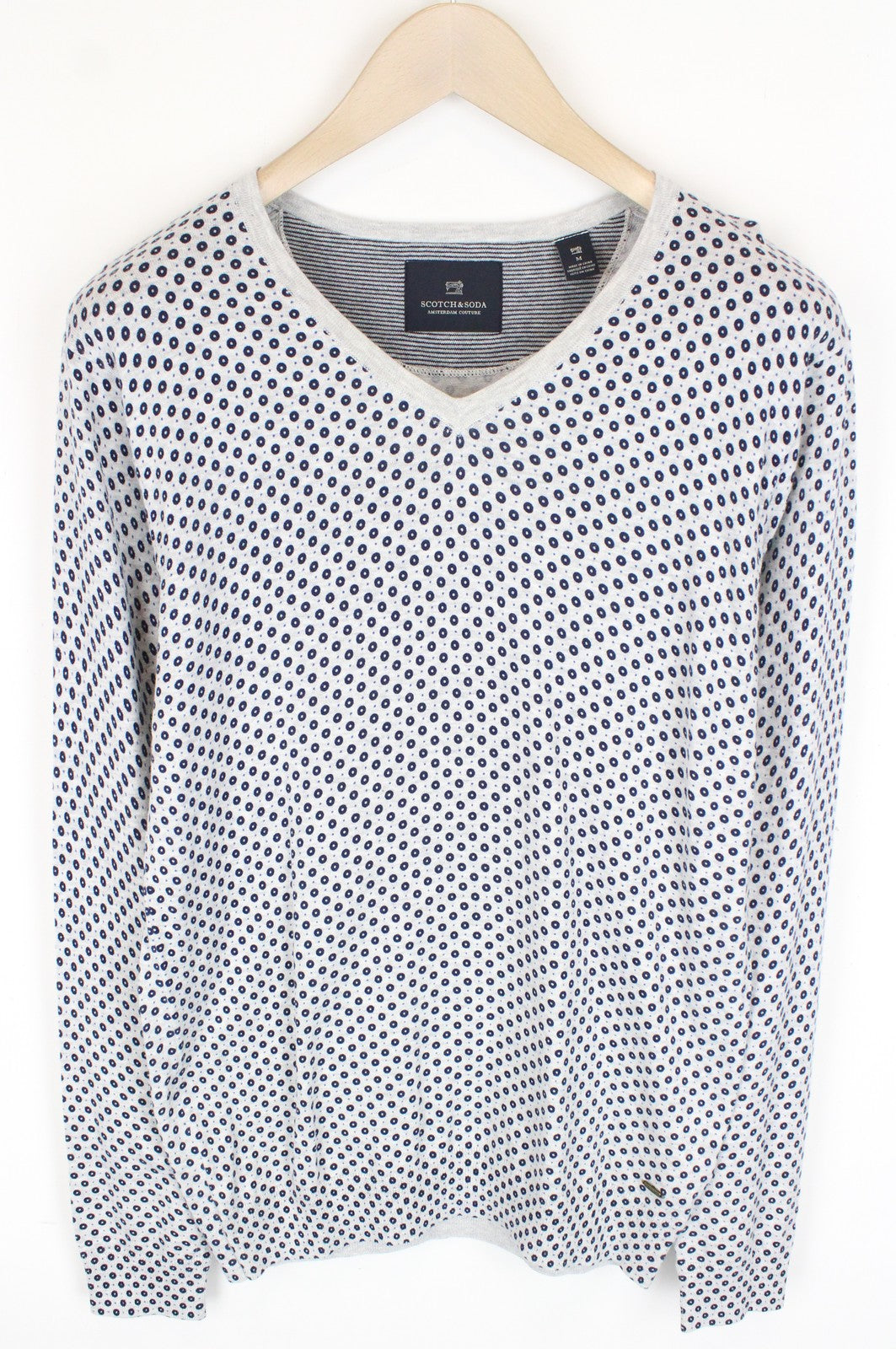 SCOTCH & SODA Ams Couture Men Sweatshirt M Grey Cotton Patterned Long Sleeved